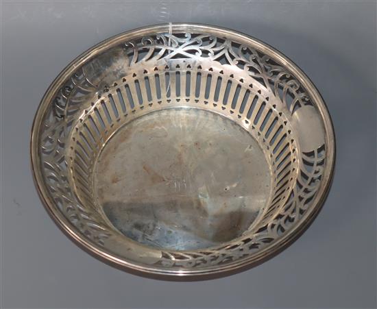An America pierced sterling bowl with HMB monogram, 10 oz.
